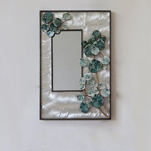 Elegant Rectangular Wall Mirror with Leaf Design – Decorative Statement Piece