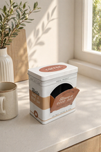 Load image into Gallery viewer,  red coffee storage tin hello coffee time metal container 
