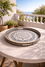 Load image into Gallery viewer, round mandala decorative serving tray coffee table tray
