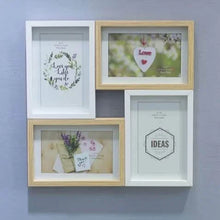 Load image into Gallery viewer, 11 inch 4-in-1 Nordic wall photo frame set with wood and white finish
